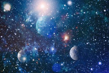 Fütürist soyut alan arkaplanı. Yıldızlı ve nebulalı gece gökyüzü. Bu görüntünün elementleri NASA tarafından desteklenmektedir