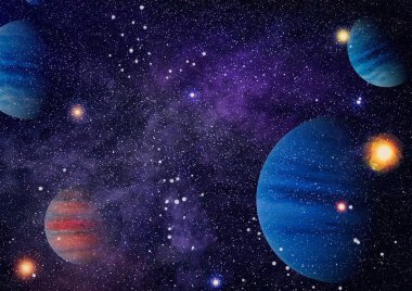 Uzayda ateşli bir patlama. Evrenin soyut çizimi. Bu görüntünün elementleri NASA tarafından desteklenmektedir