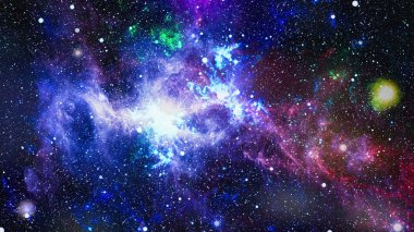 Fütürist soyut alan arkaplanı. Yıldızlı ve nebulalı gece gökyüzü. Bu görüntünün elementleri NASA tarafından desteklenmektedir