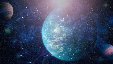 Fütürist soyut alan arkaplanı. Yıldızlı ve nebulalı gece gökyüzü. Bu görüntünün elementleri NASA tarafından desteklenmektedir