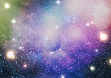 Uzayda ateşli bir patlama. Evrenin soyut çizimi. Bu görüntünün elementleri NASA tarafından desteklenmektedir