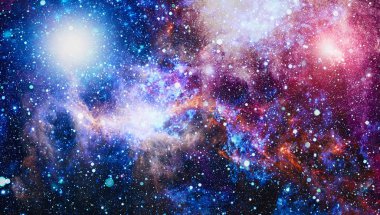 Fütürist soyut alan arkaplanı. Yıldızlı ve nebulalı gece gökyüzü. Bu görüntünün elementleri NASA tarafından desteklenmektedir