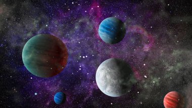 Fütürist soyut alan arkaplanı. Yıldızlı ve nebulalı gece gökyüzü. Bu görüntünün elementleri NASA tarafından desteklenmektedir