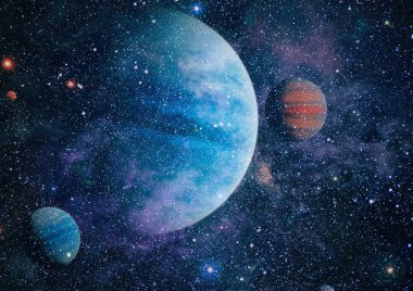 Fütürist soyut alan arkaplanı. Yıldızlı ve nebulalı gece gökyüzü. Bu görüntünün elementleri NASA tarafından desteklenmektedir