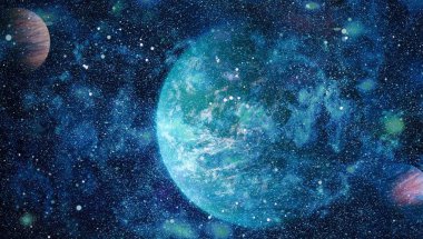 Fütürist soyut alan arkaplanı. Yıldızlı ve nebulalı gece gökyüzü. Bu görüntünün elementleri NASA tarafından desteklenmektedir