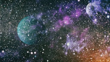 Fütürist soyut alan arkaplanı. Yıldızlı ve nebulalı gece gökyüzü. Bu görüntünün elementleri NASA tarafından desteklenmektedir