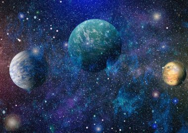 Fütürist soyut alan arkaplanı. Yıldızlı ve nebulalı gece gökyüzü. Bu görüntünün elementleri NASA tarafından desteklenmektedir