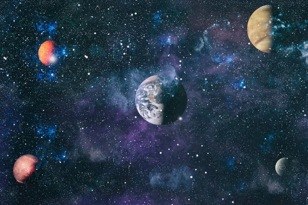Fond Spatial Abstrait Futuriste Ciel Nocturne Avec Étoiles Nébuleuse Éléments — Photo