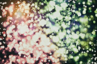 Soyut parlak ışıklar ve yıldız. Festival mavi ve beyaz köpüklü vintage arka planını renklendirin