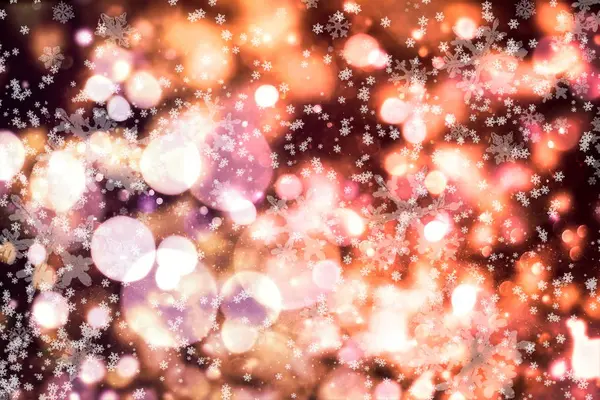 Jul bakgrund. Subtila flygande snöflingor och stjärnor på Mörk blå natt bakgrund. Beauteous vintern silver snöflinga overlay mall. — Stockfoto