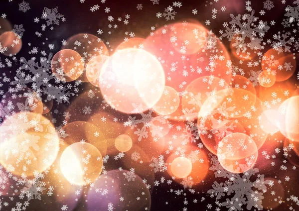 Karácsonyi háttér. Finom repülő hópelyhek és a csillag a háttér sötét kék éjszaka. Szépséges téli ezüst hópehely lefedő sablon. — Stock Fotó