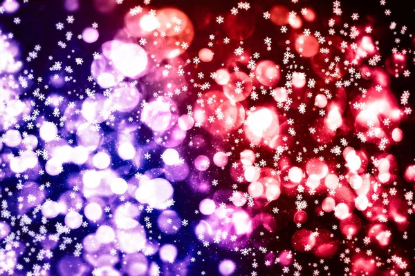 Weihnachtlicher Hintergrund. Dezent fliegende Schneeflocken und Sterne auf dunkelblauem Nachthintergrund. schöne Winter silberne Schneeflocke Overlay-Vorlage. — Stockfoto