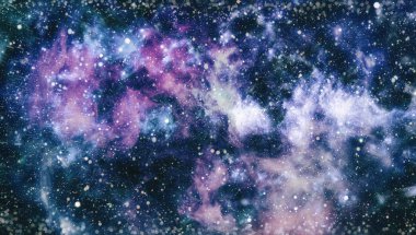 Soyutlama alanı arka plan tasarımı için. Mistik ışık. Renkli yıldızlı gece gökyüzü uzay arka plan