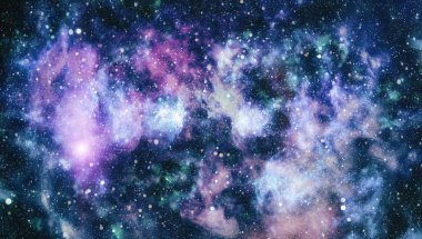 Soyutlama alanı arka plan tasarımı için. Mistik ışık. Renkli yıldızlı gece gökyüzü uzay arka plan