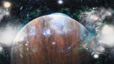 Uzaydaki gezegenler, yıldızlar ve galaksiler uzay keşiflerinin güzelliğini gösteriyor. NASA tarafından döşenmiş elementler