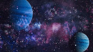 Uzaydaki gezegenler, yıldızlar ve galaksiler uzay keşiflerinin güzelliğini gösteriyor. NASA tarafından döşenmiş elementler