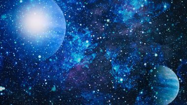 Uzaydaki gezegenler, yıldızlar ve galaksiler uzay keşiflerinin güzelliğini gösteriyor. NASA tarafından döşenmiş elementler