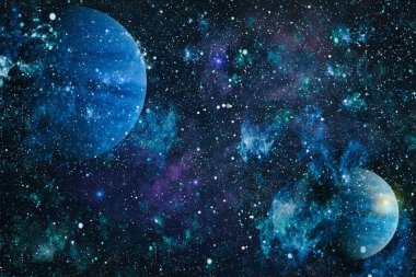 Uzaydaki gezegenler, yıldızlar ve galaksiler uzay keşiflerinin güzelliğini gösteriyor. NASA tarafından döşenmiş elementler