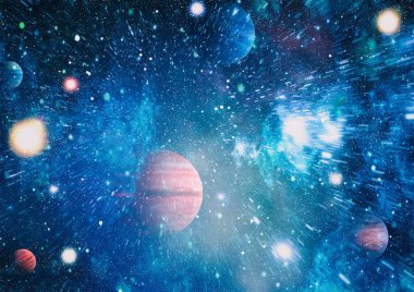 Uzaydaki gezegenler, yıldızlar ve galaksiler uzay keşiflerinin güzelliğini gösteriyor. NASA tarafından döşenmiş elementler