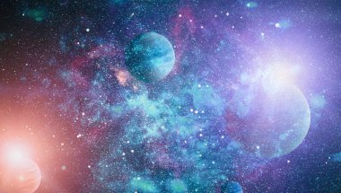 Uzaydaki gezegenler, yıldızlar ve galaksiler uzay keşiflerinin güzelliğini gösteriyor. NASA tarafından döşenmiş elementler