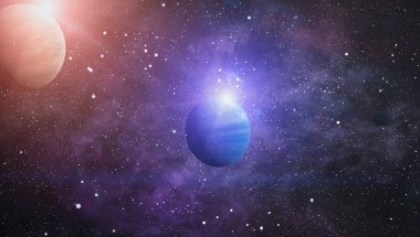Uzaydaki gezegenler, yıldızlar ve galaksiler uzay keşiflerinin güzelliğini gösteriyor. NASA tarafından döşenmiş elementler