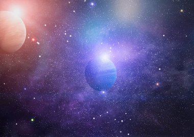 Uzaydaki gezegenler, yıldızlar ve galaksiler uzay keşiflerinin güzelliğini gösteriyor. NASA tarafından döşenmiş elementler