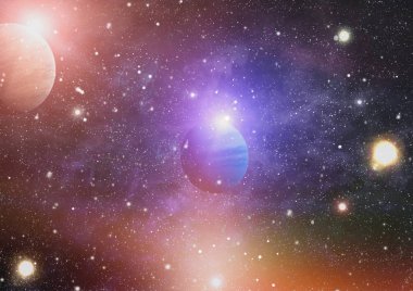 Uzaydaki gezegenler, yıldızlar ve galaksiler uzay keşiflerinin güzelliğini gösteriyor. NASA tarafından döşenmiş elementler