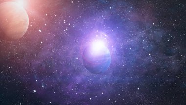 Uzaydaki gezegenler, yıldızlar ve galaksiler uzay keşiflerinin güzelliğini gösteriyor. NASA tarafından döşenmiş elementler