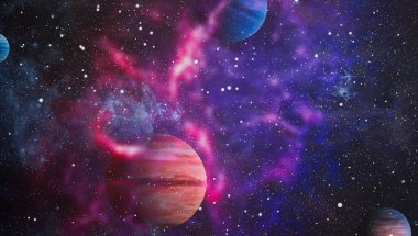 Nebula ve galaksiler uzayda. Bu görüntünün elementleri NASA tarafından desteklenmektedir.