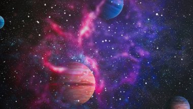 Nebula ve galaksiler uzayda. Bu görüntünün elementleri NASA tarafından desteklenmektedir.