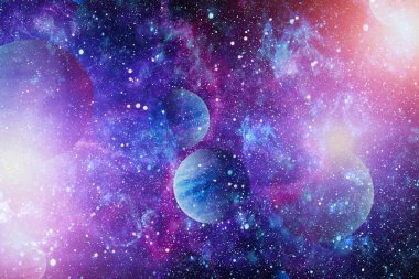 Uzaydaki gezegenler, yıldızlar ve galaksiler uzay keşiflerinin güzelliğini gösteriyor. NASA tarafından döşenmiş elementler