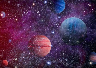 Nebula ve galaksiler uzayda. Bu görüntünün elementleri NASA tarafından desteklenmektedir.