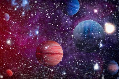 Nebula ve galaksiler uzayda. Bu görüntünün elementleri NASA tarafından desteklenmektedir.