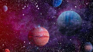 Uzaydaki gezegenler, yıldızlar ve galaksiler uzay keşiflerinin güzelliğini gösteriyor. NASA tarafından döşenmiş elementler