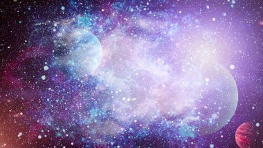 Uzaydaki gezegenler, yıldızlar ve galaksiler uzay keşiflerinin güzelliğini gösteriyor. NASA tarafından döşenmiş elementler