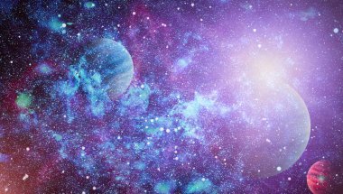 Uzaydaki gezegenler, yıldızlar ve galaksiler uzay keşiflerinin güzelliğini gösteriyor. NASA tarafından döşenmiş elementler