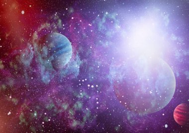 Uzaydaki gezegenler, yıldızlar ve galaksiler uzay keşiflerinin güzelliğini gösteriyor. NASA tarafından döşenmiş elementler