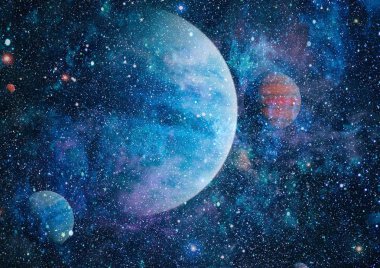 Uzaydaki gezegenler, yıldızlar ve galaksiler uzay keşiflerinin güzelliğini gösteriyor. NASA tarafından döşenmiş elementler