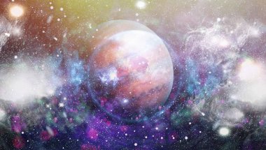 Uzaydaki gezegenler, yıldızlar ve galaksiler uzay keşiflerinin güzelliğini gösteriyor. NASA tarafından döşenmiş elementler