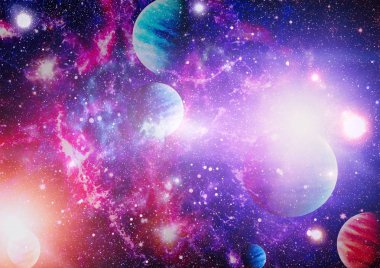 Uzaydaki gezegenler, yıldızlar ve galaksiler uzay keşiflerinin güzelliğini gösteriyor. NASA tarafından döşenmiş elementler