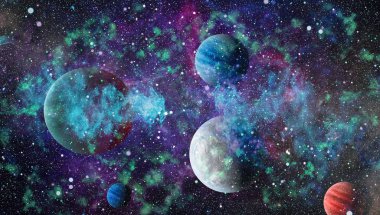 Patlama süpernovası. Parlak Yıldız Nebulası. Uzak galaksi. Soyut görüntü. Bu görüntünün elementleri NASA tarafından desteklenmektedir.