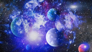 Patlama süpernovası. Parlak Yıldız Nebulası. Uzak galaksi. Soyut görüntü. Bu görüntünün elementleri NASA tarafından desteklenmektedir.