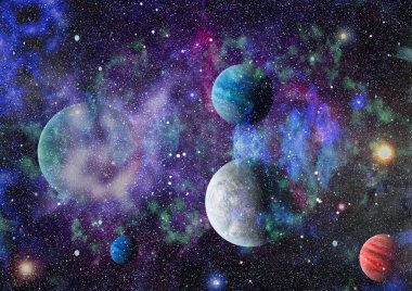 Patlama süpernovası. Parlak Yıldız Nebulası. Uzak galaksi. Soyut görüntü. Bu görüntünün elementleri NASA tarafından desteklenmektedir.