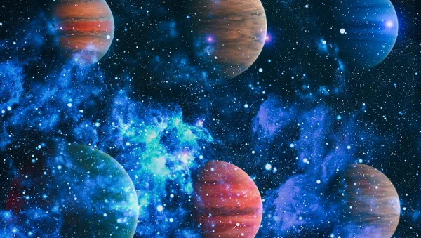 Planets Stars Galaxies Outer Space Showing Beauty Space Exploration Elements — Stock Photo, Image