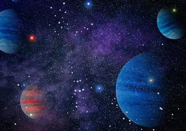 Uzaydaki gezegenler, yıldızlar ve galaksiler uzay keşiflerinin güzelliğini gösteriyor. NASA tarafından döşenmiş elementler