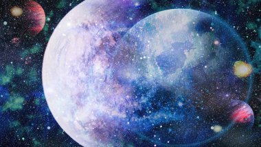 Patlama süpernovası. Parlak Yıldız Nebulası. Uzak galaksi. Soyut görüntü. Bu görüntünün elementleri NASA tarafından desteklenmektedir.