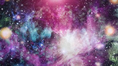 Gezegen ve galaksinin yıldızları serbest uzayda. Bu görüntünün elementleri NASA tarafından desteklenmektedir .