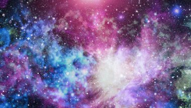 Gezegen ve galaksinin yıldızları serbest uzayda. Bu görüntünün elementleri NASA tarafından desteklenmektedir .