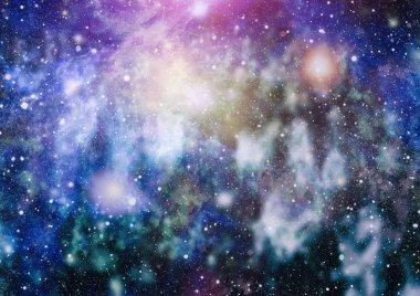 Gezegen ve galaksinin yıldızları serbest uzayda. Bu görüntünün elementleri NASA tarafından desteklenmektedir .