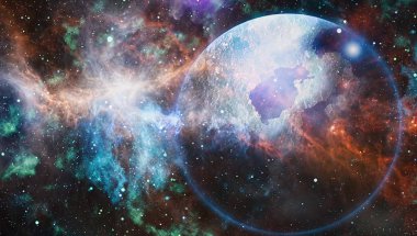 Patlama süpernovası. Parlak Yıldız Nebulası. Uzak galaksi. Soyut görüntü. Bu görüntünün elementleri NASA tarafından desteklenmektedir.